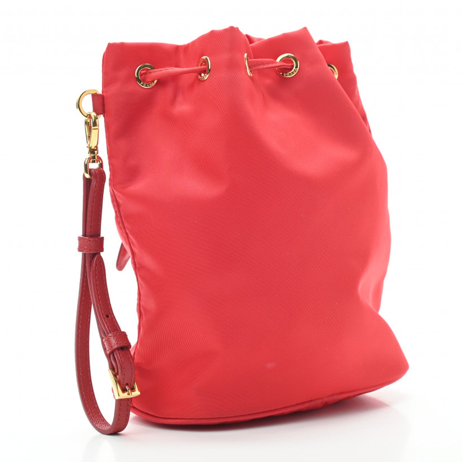 Prada Saffiano Tessuto Nylon Vela Bucket Wristlet Rosso 3 of 8