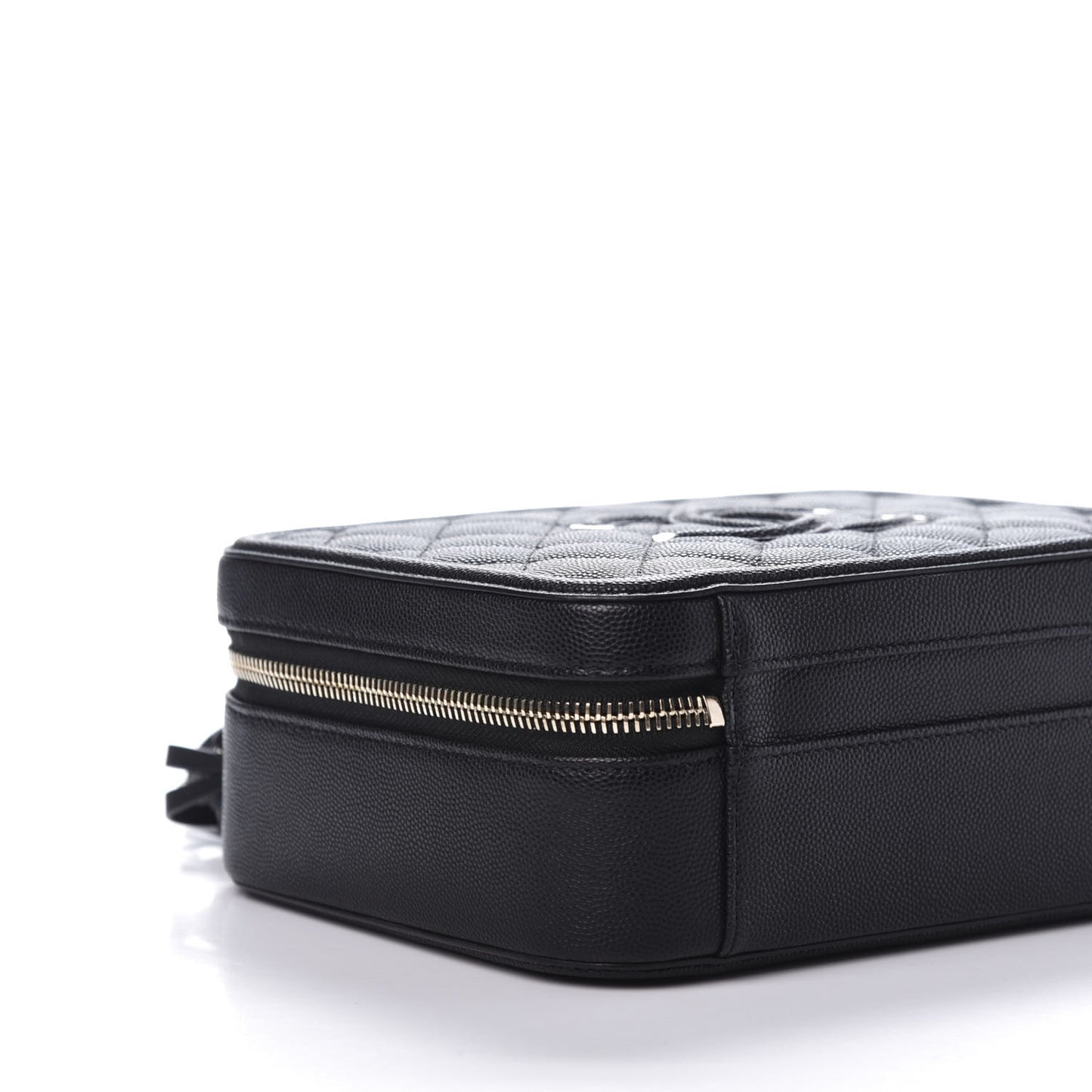 Caviar Quilted Medium CC Filigree Vanity Case Black