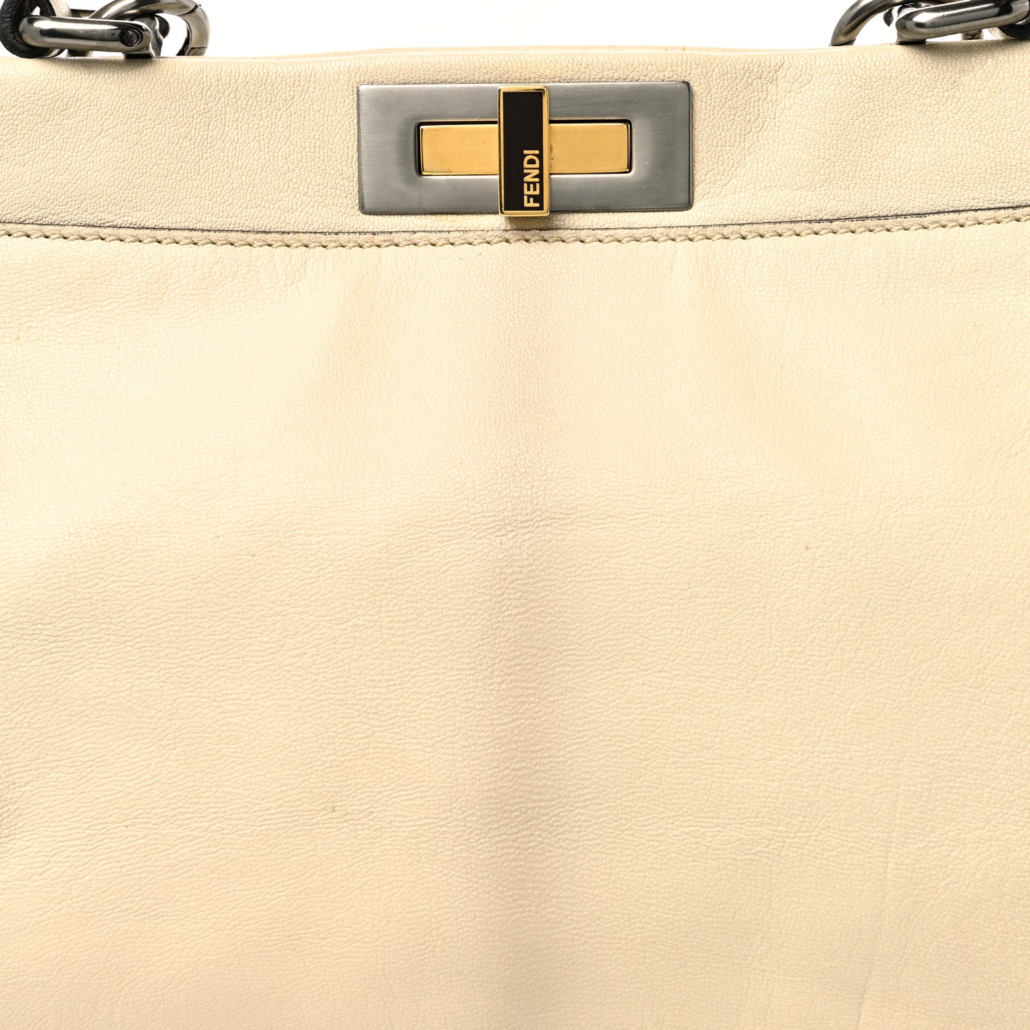 Fendi Goatskin Elaphe Medium Peekaboo Iconic Satchel Latte Natural 8 of 17
