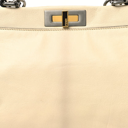 Fendi Goatskin Elaphe Medium Peekaboo Iconic Satchel Latte Natural 8 of 17