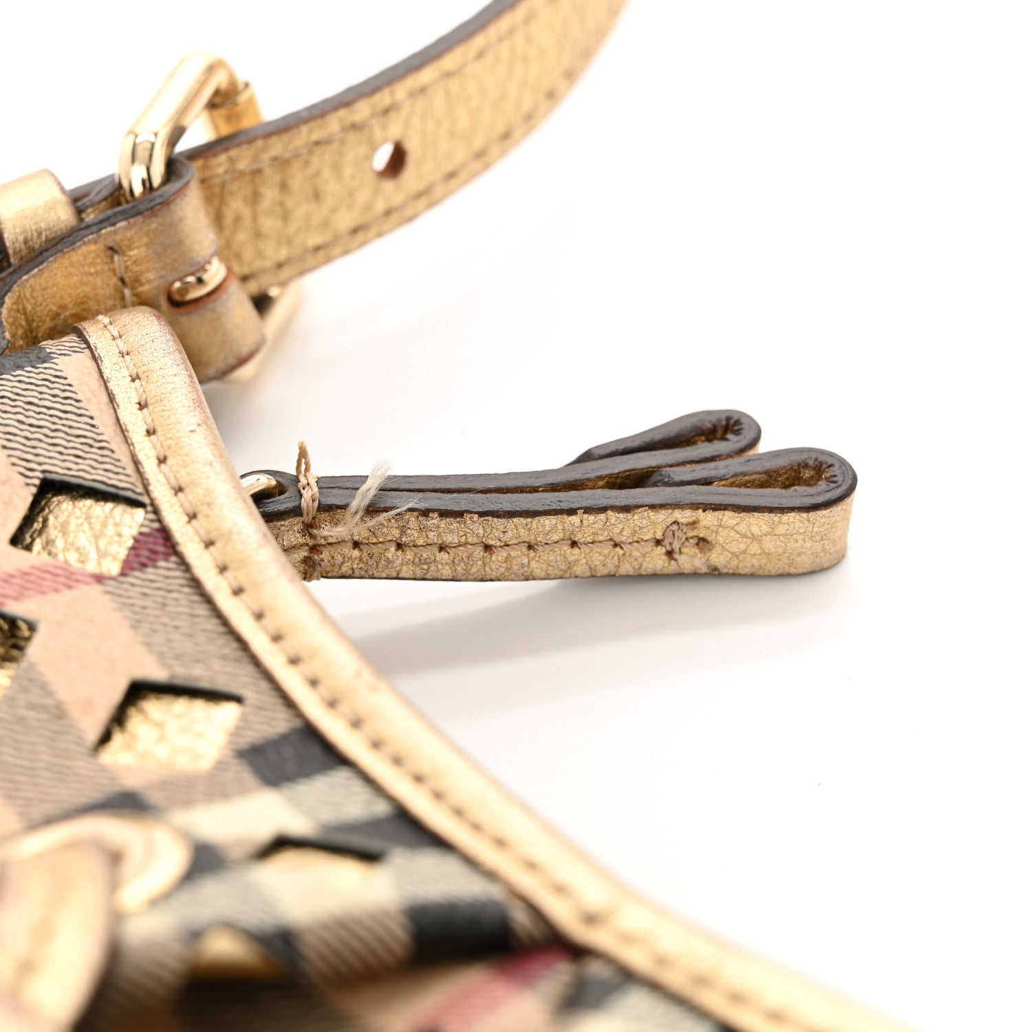 Burberry Haymarket Check Perforated Crossbody Gold 13 of 14