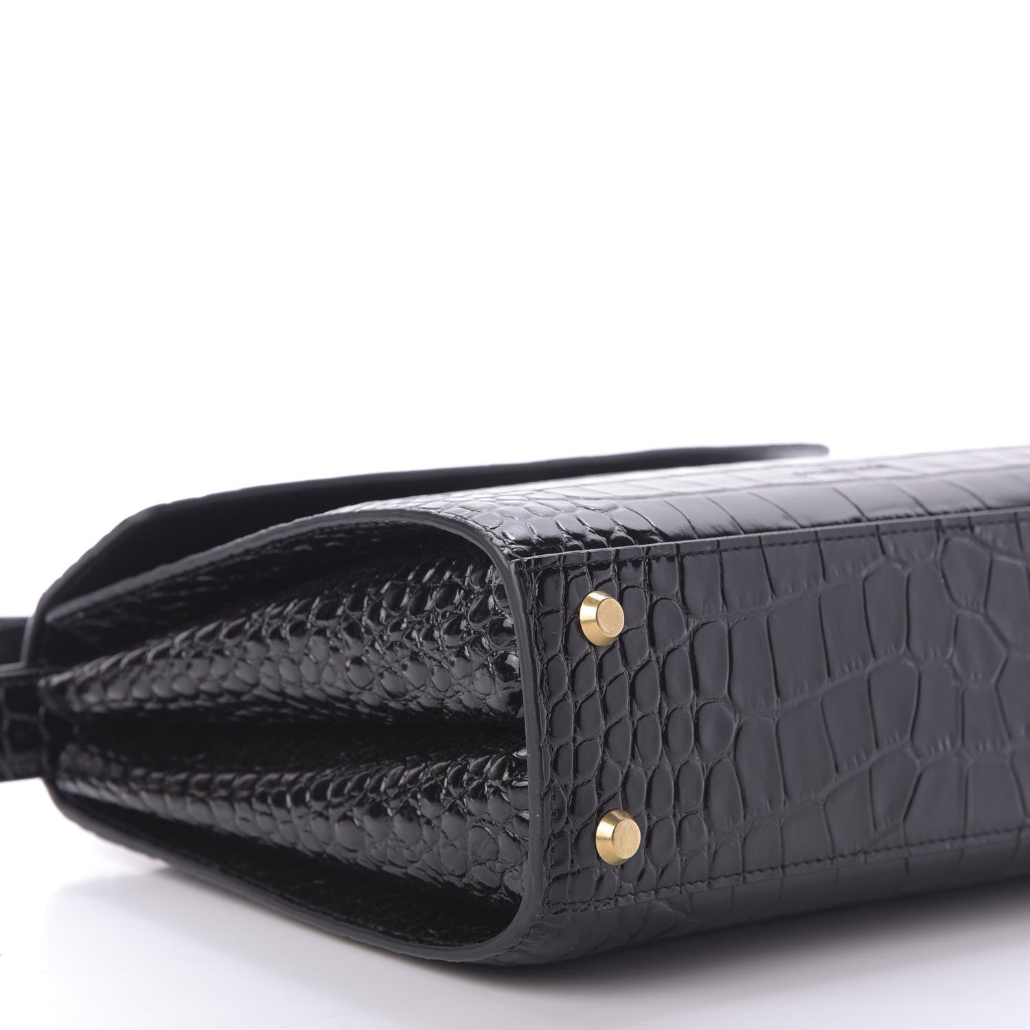 Balenciaga Shiny Calfskin Graffiti Logo Crocodile Embossed Medium Ghost Shoulder Bag Black White 6 of 8
