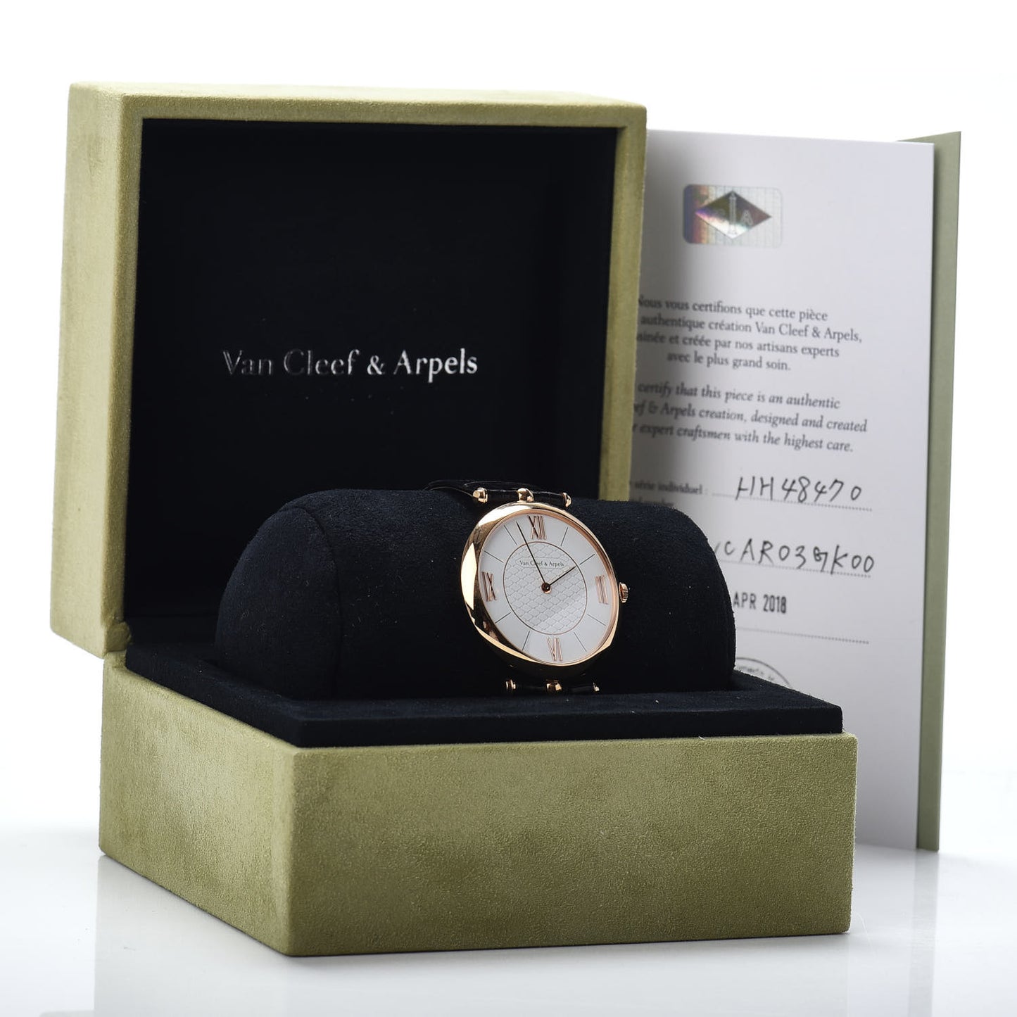 18K Rose Gold Alligator 38mm Pierre Arpels Manual Winding Watch