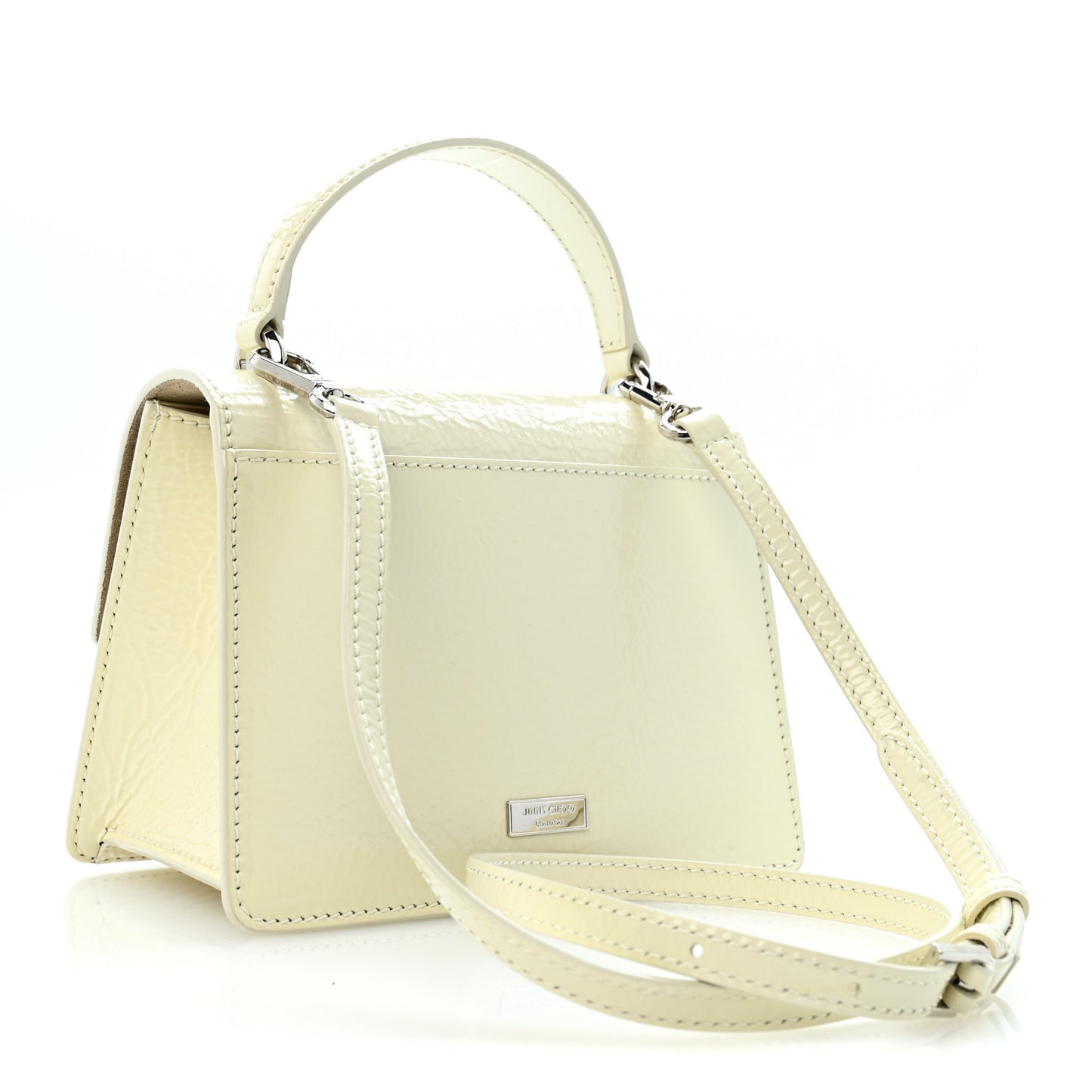 Textured Patent Calfskin Small Madeline Satchel Latte