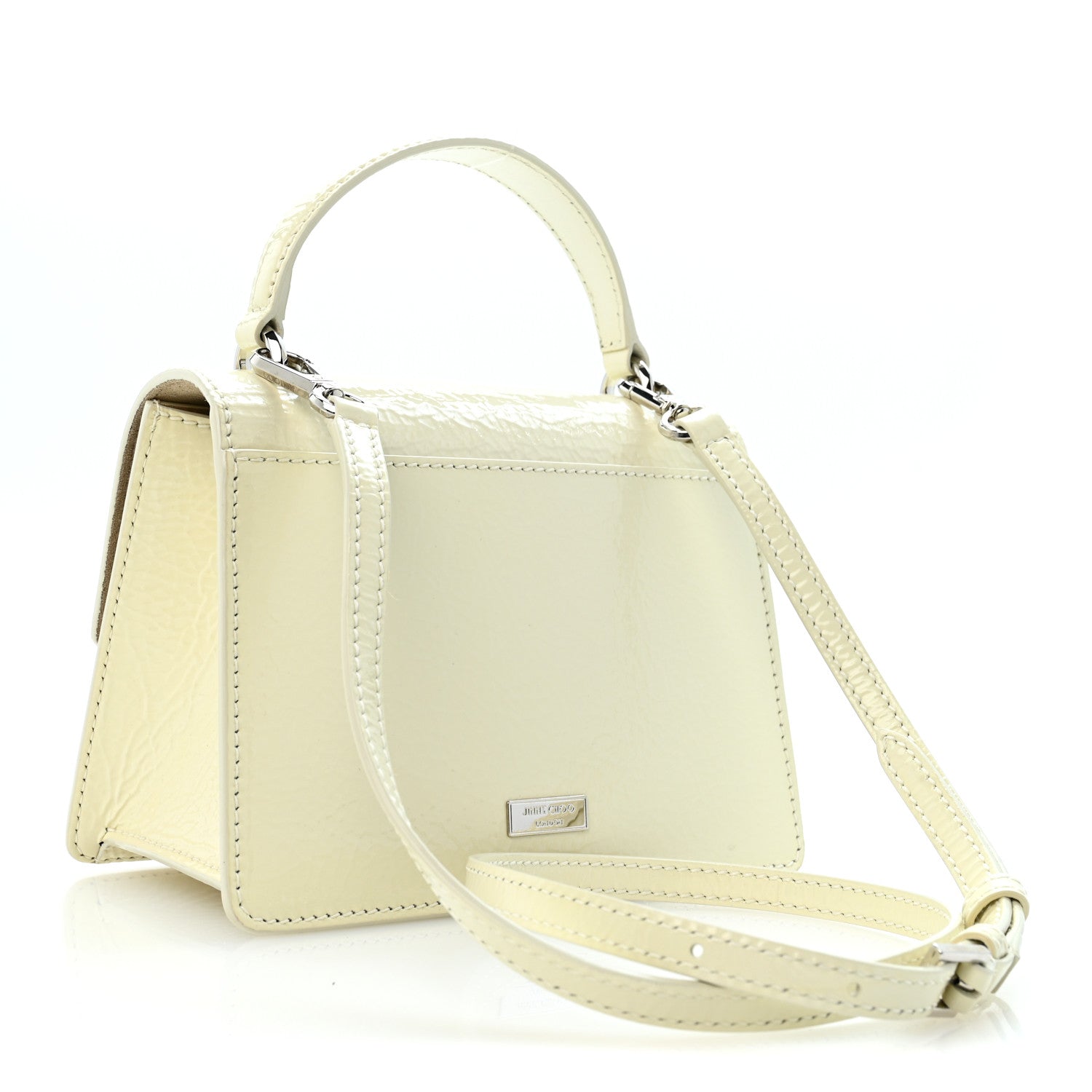 Jimmy Choo Textured Patent Calfskin Small Madeline Satchel Latte 3 of 11