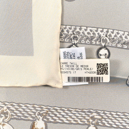 Hermes Silk Le Tresor De Medor Scarf 90 Ivory Gris Perle 4 of 4