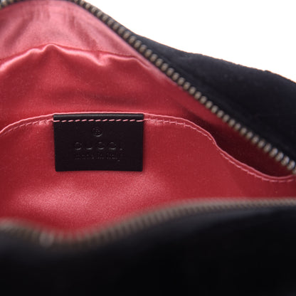 Gucci Velvet Matelasse Marquise Crystals Mini GG Marmont Chain Shoulder Bag Black 8 of 9