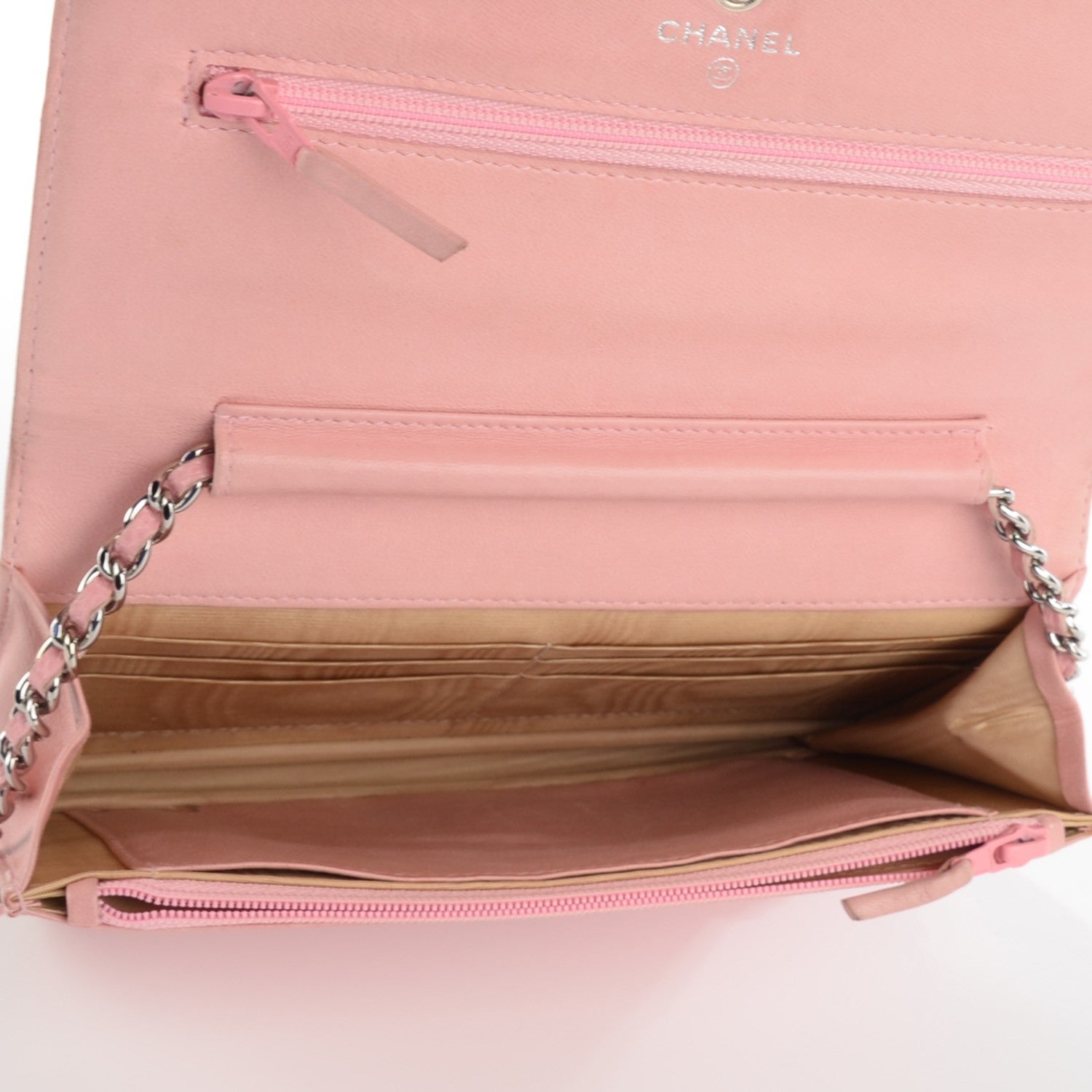 Chanel Caviar Timeless CC Wallet on Chain WOC Pink 8 of 12