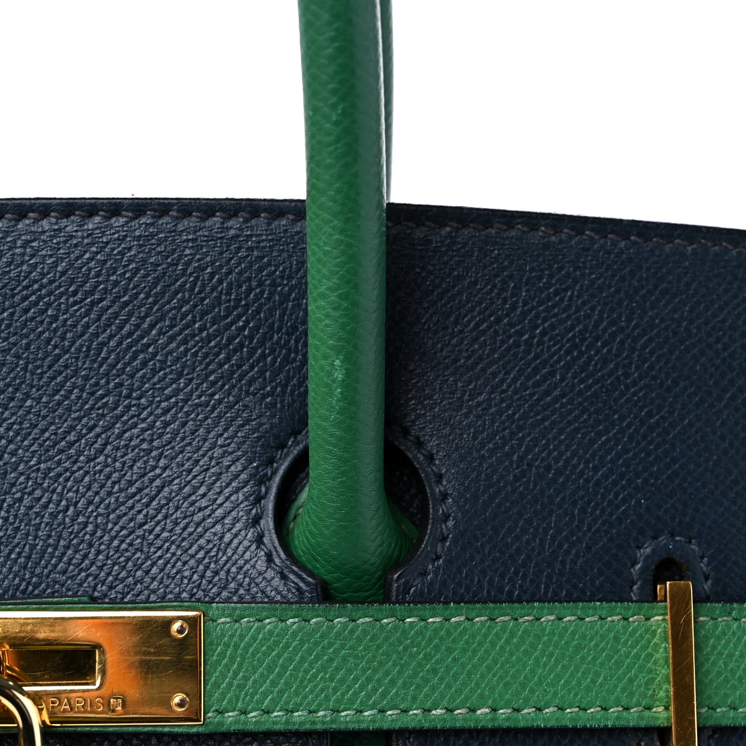 Hermes Courchevel Bi Color Birkin 35 Bleu Indigo Vert Clair 16 of 16
