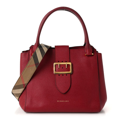 Burberry Soft Grain Calfskin Medium Buckle Tote Parade Red 1 of 21