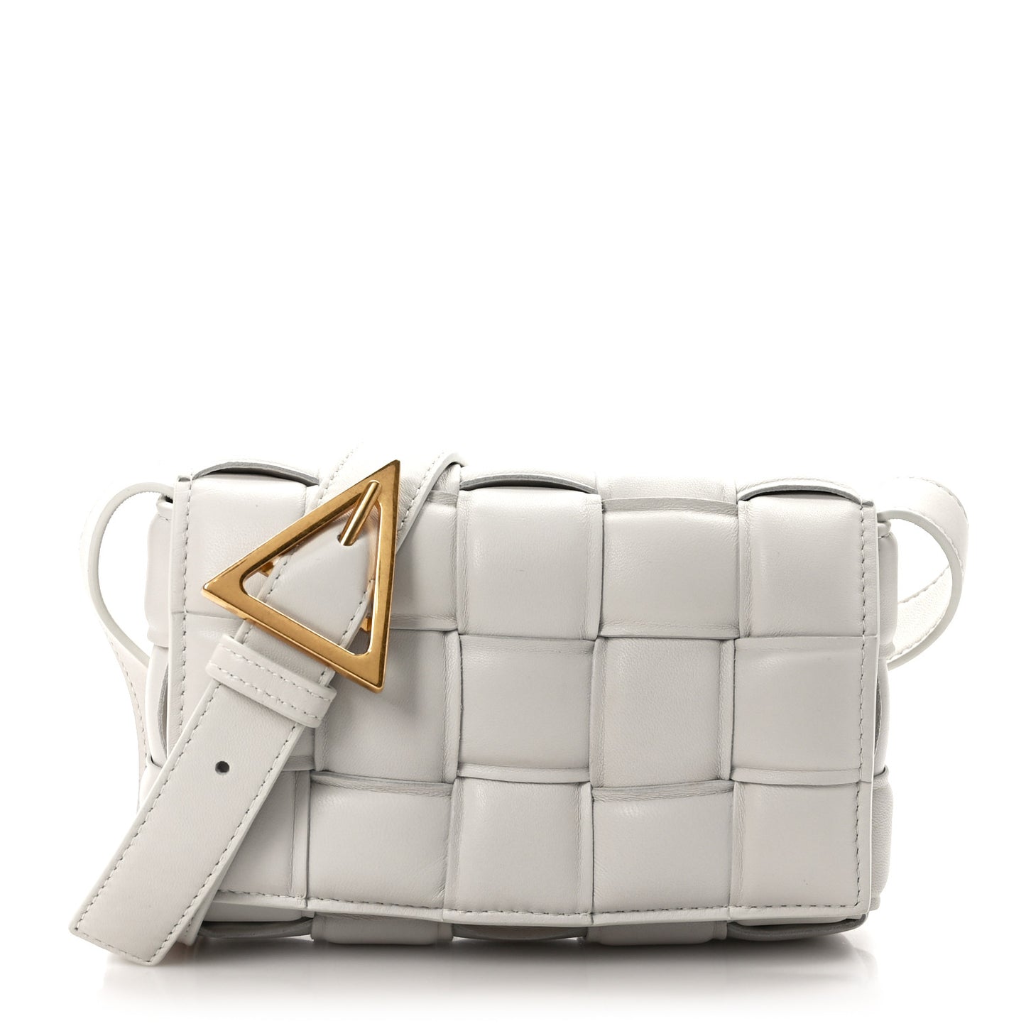 Nappa Maxi Intreccio Small Padded Cassette Crossbody Bag White White