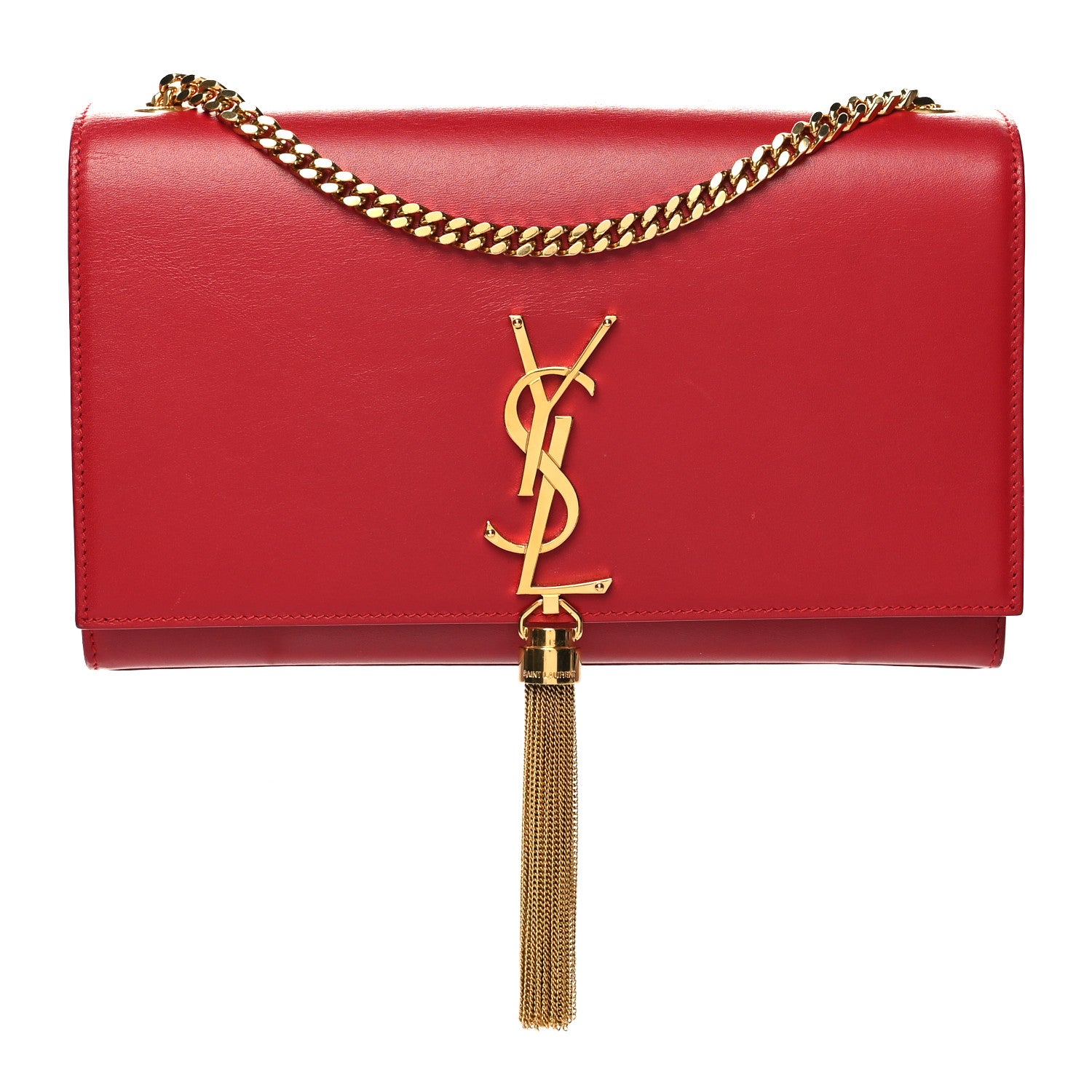 Saint Laurent Smooth Calfskin Medium Classic Monogram Kate Tassel Satchel Lipstick Red 1 of 10
