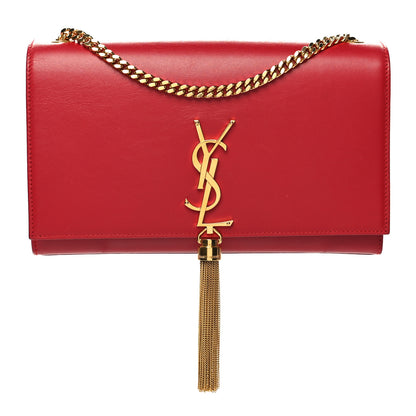 Saint Laurent Smooth Calfskin Medium Classic Monogram Kate Tassel Satchel Lipstick Red 1 of 10