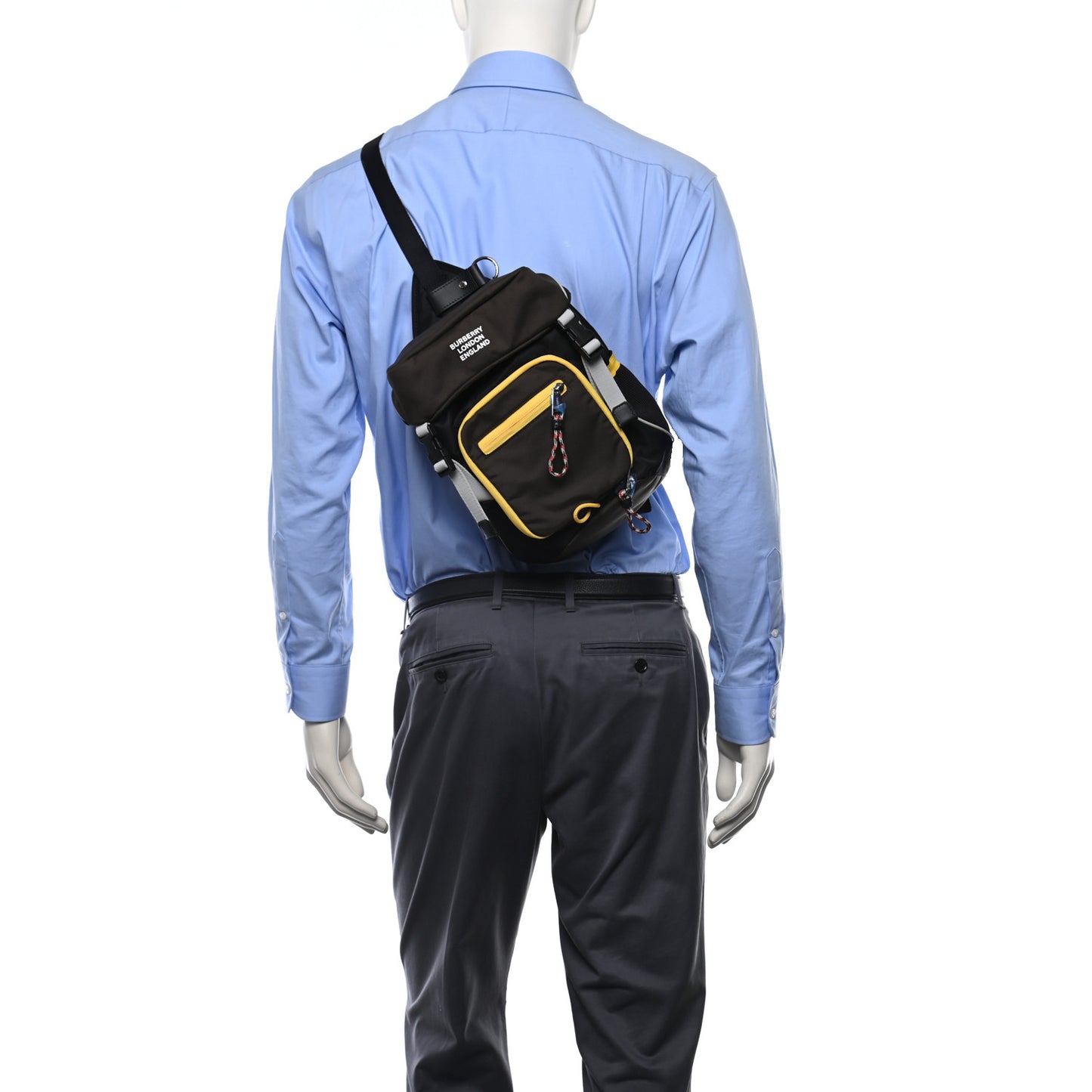 Nylon Medium Leo Sling Bag Black Yellow Grey