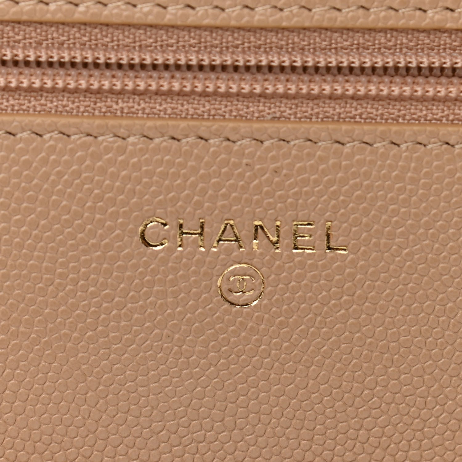 Chanel Caviar Quilted Crystal CC Wallet On Chain WOC Beige 6 of 11