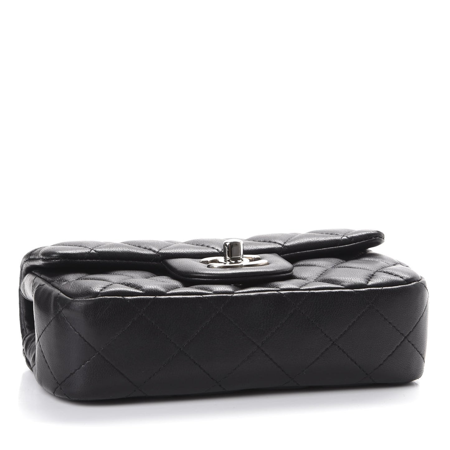 Lambskin Quilted Extra Mini Rectangular Flap Black