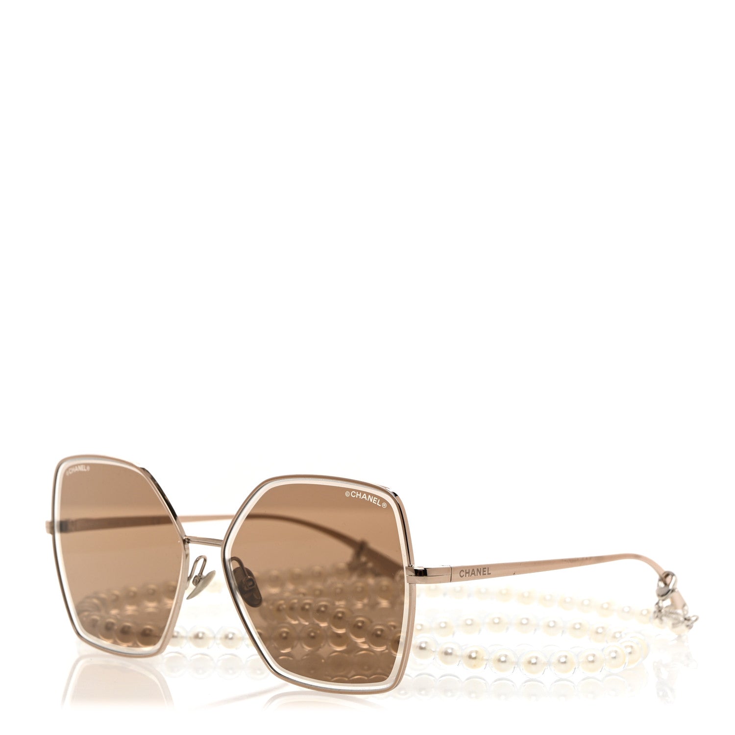 Chanel Butterfly Removable Pearl Chain Sunglasses 4262 Brown 1 of 8