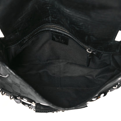 Gucci Monogram Horsebit Chain Flap Bag Black 5 of 14