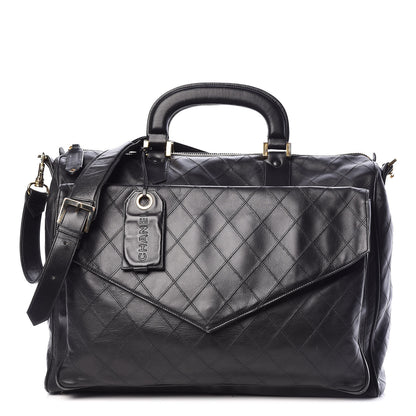 Chanel Calfskin Diamond Stitched Duffle Bag Black 1 of 23