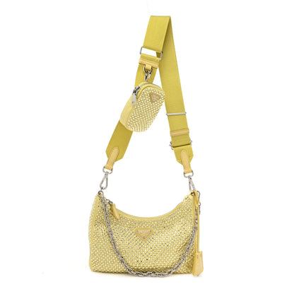 Prada Satin Crystal Re-Edition 2005 Shoulder Bag Ananas 1 of 9