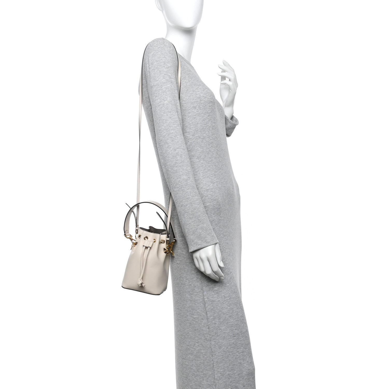 Fendi Vitello Cruise F is Fendi Mini Mon Tresor Bucket Bag White Ice 2 of 10