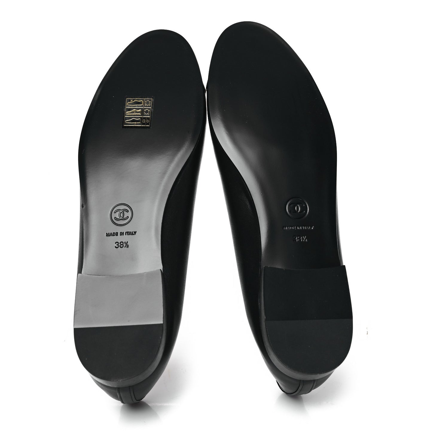 Lambskin Patent Cap Toe Ballerina Flats 38.5 Black