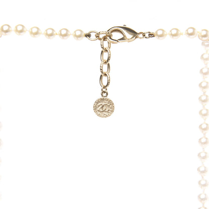Chanel Graduated Pearl CC Long Necklace Light Gold 4 of 5