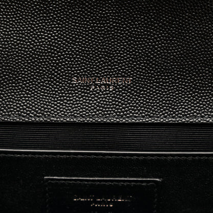 Saint Laurent Grain De Poudre Textured Mixed Matelasse Triquilt Medium Monogram Monochrome Satchel Black 11 of 19