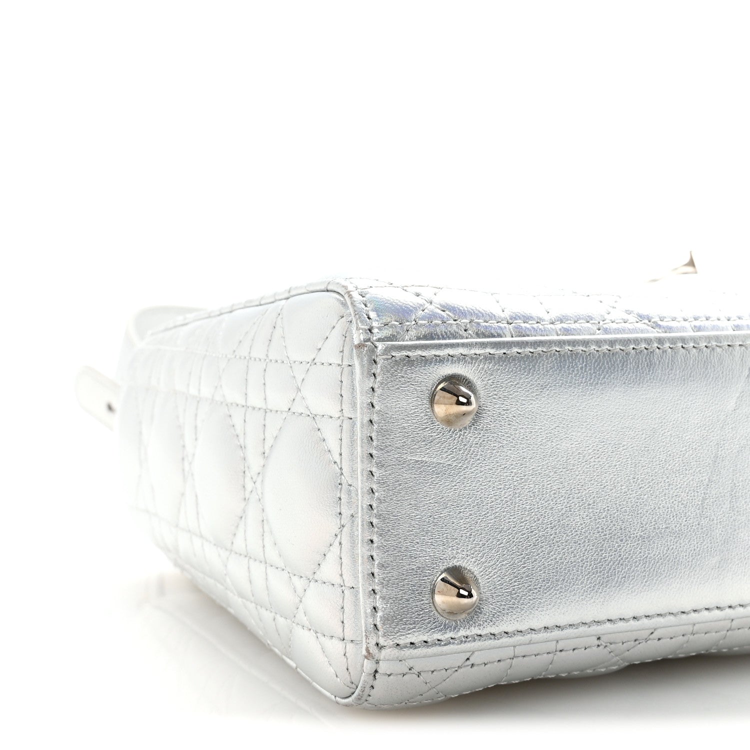 Christian Dior Iridescent Metallic Lambskin Cannage Small My ABCDior Lady Dior Silver 8 of 10
