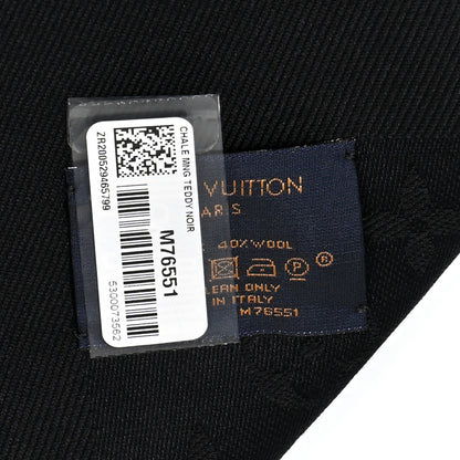 Louis Vuitton LOUIS VUITTON Silk Wool Monogram Teddy Shawl Black 3 of 8