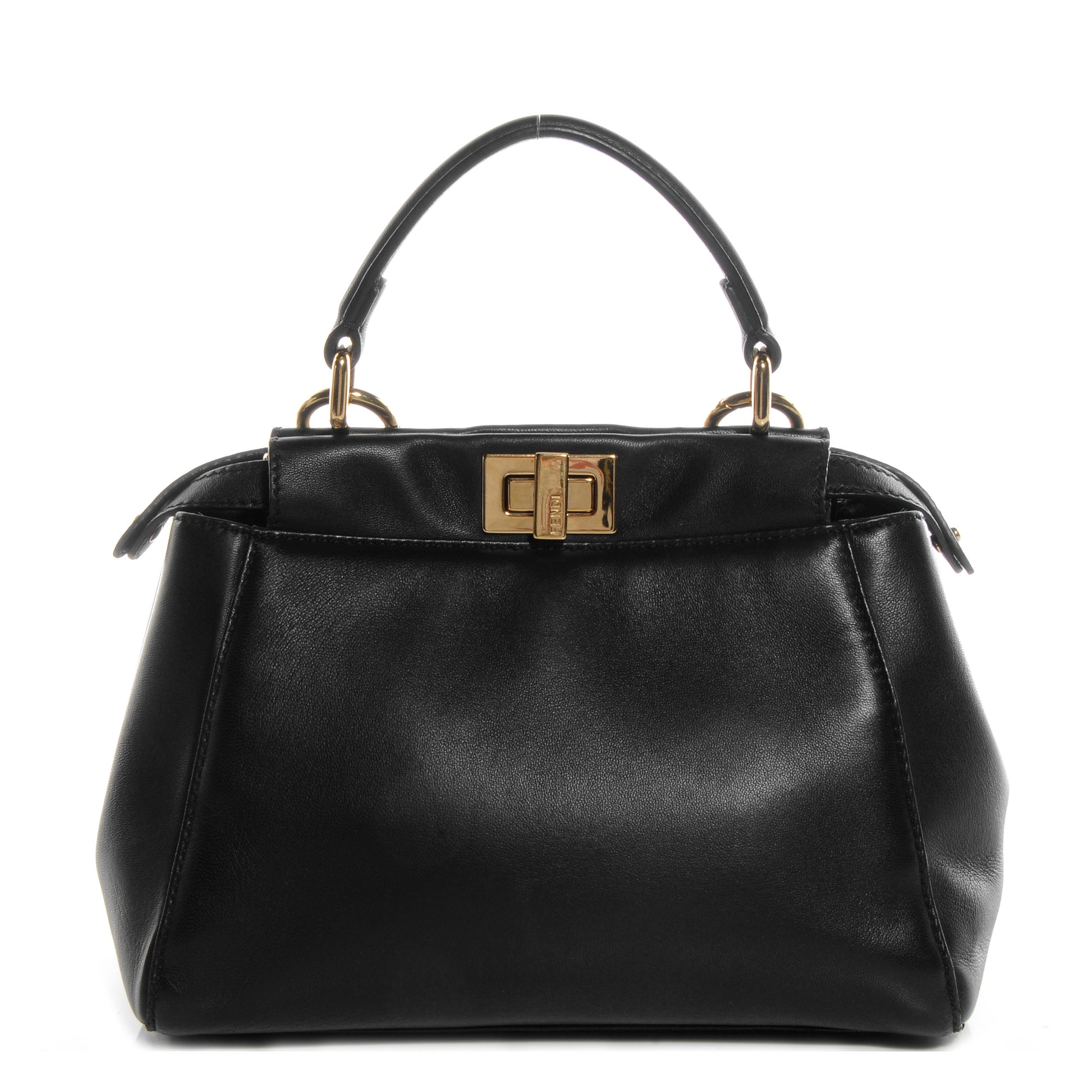 Fendi Nappa Mini Peekaboo Iconic Satchel Black 1 of 13
