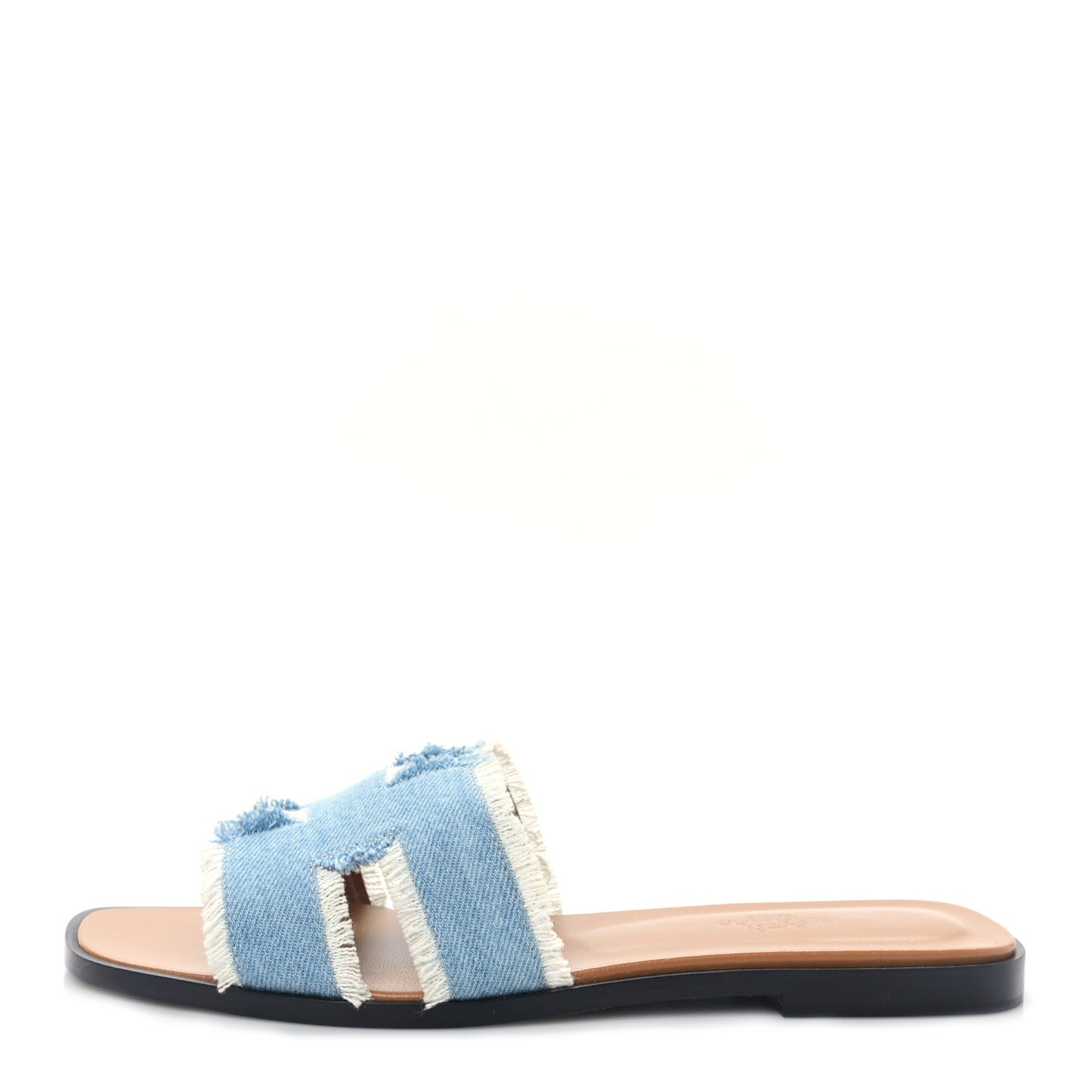 Denim Oran Fringe Sandals 38 Bleu Clair