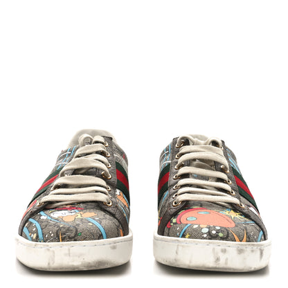 Gucci X DISNEY GG Supreme Monogram Web Donald Duck Womens Ace Sneakers 36.5 Beige New Acero Orange 3 of 11