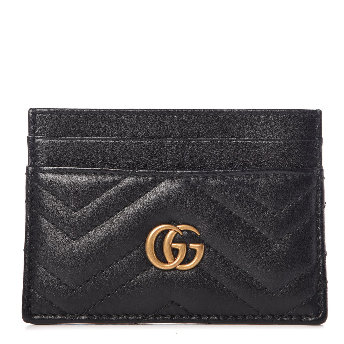 Calfskin Matelasse GG Marmont Card Holder Black