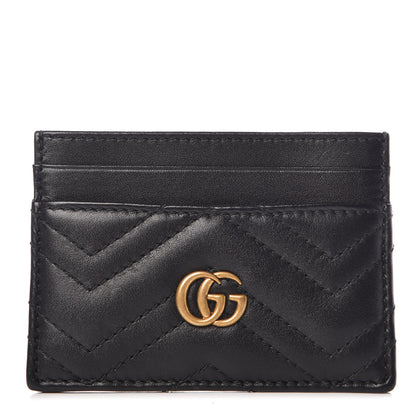 Gucci Calfskin Matelasse GG Marmont Card Holder Black 1 of 7