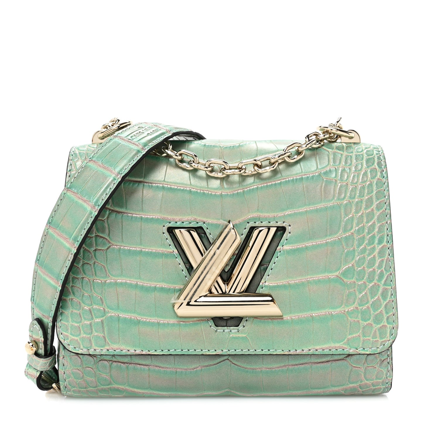 Alligator Mini Twist Shoulder Bag Turquoise