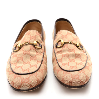 Gucci Canvas GG Monogram Horsebit Mens Jordaan Loafers 9.5 Beige Ruggine Light Brown 3 of 10