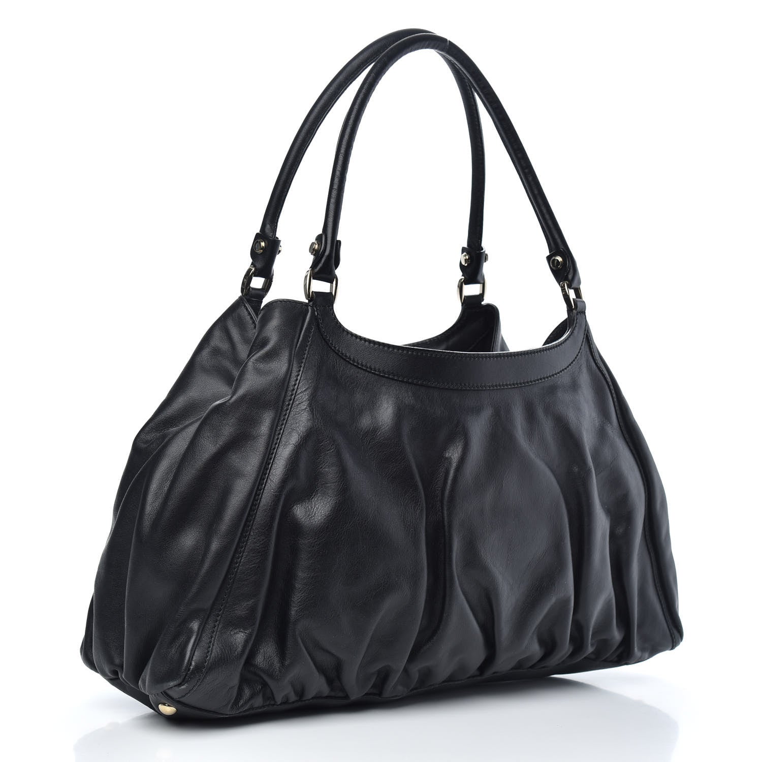 Gucci Calfskin Large D Gold Ring Shoulder Bag Black 3 of 11