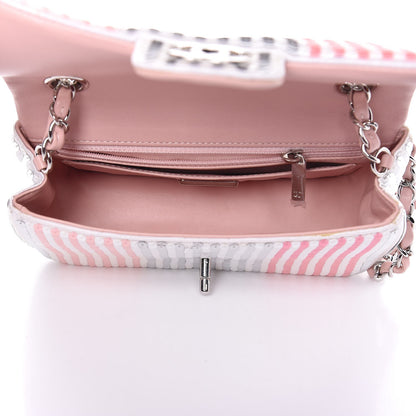 Chanel Sequin Striped Mini Flap Pink White 5 of 9