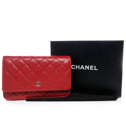 Chanel Caviar Classic Wallet on Chain WOC Red 5 of 10