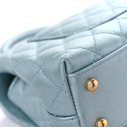Chanel Metallic Caviar Quilted Mini Coco Handle Flap Light Blue 10 of 12