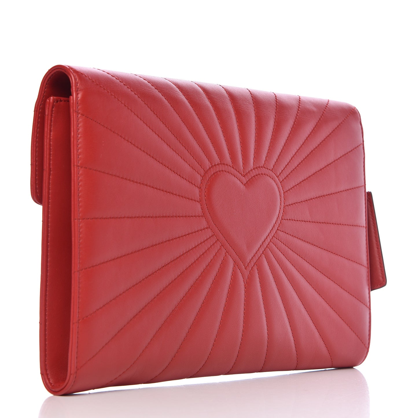 Calfskin Trapuntata Queen Margaret Clutch Hibiscus Red