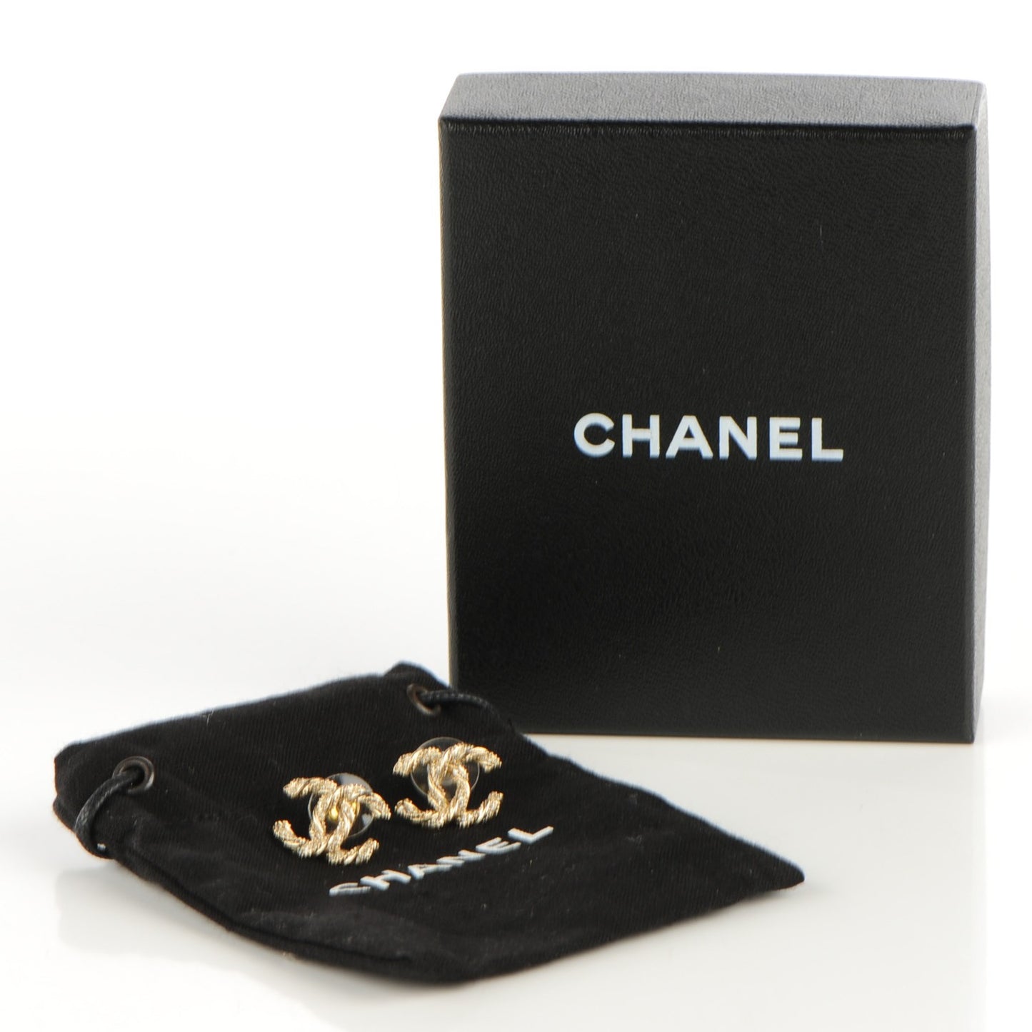 Crystal Twisted CC Earrings Gold