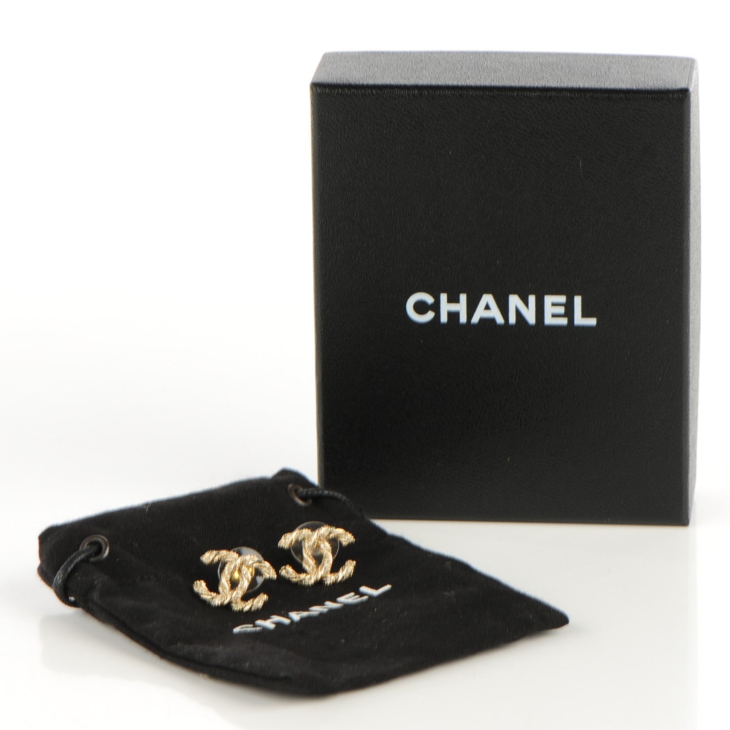 Chanel Crystal Twisted CC Earrings Gold 5 of 5