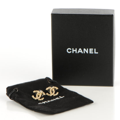 Chanel Crystal Twisted CC Earrings Gold 5 of 5