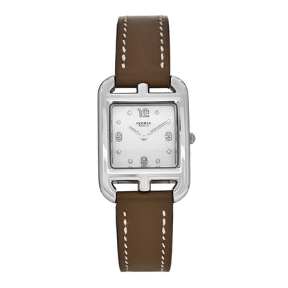 Hermes Stainless Steel Swift Diamond Mother of Pearl 23mm Cape Cod Quartz Watch Etoupe 1 of 5