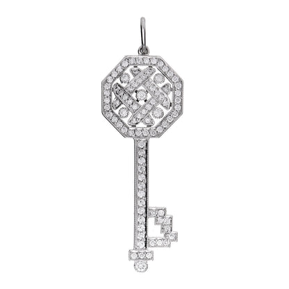 Tiffany Platinum Diamond Octagon Key Charm Pendant 1 of 4