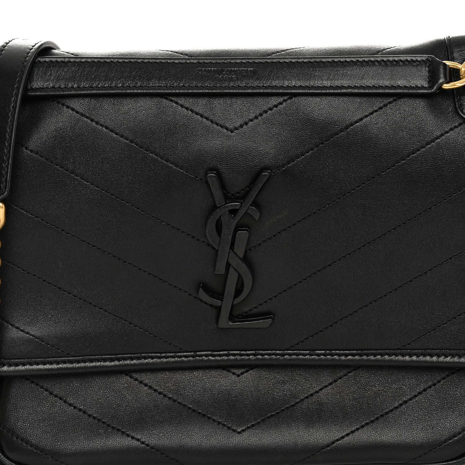 Saint Laurent Lambskin Matelasse Monogram Medium Niki Chain Satchel Black 7 of 9