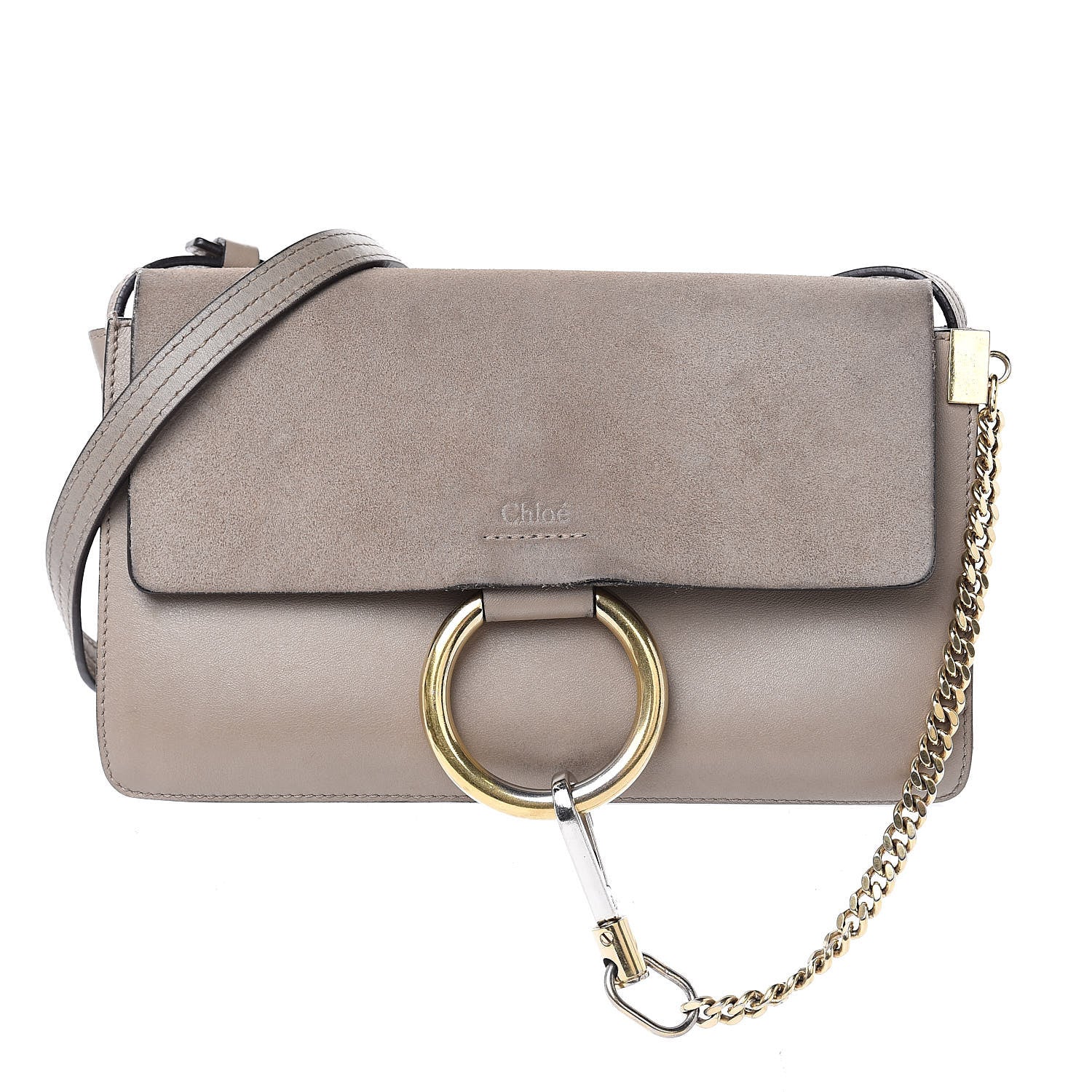 Chloe Suede Calfskin Small Faye Shoulder Bag Motty Grey 1 of 18