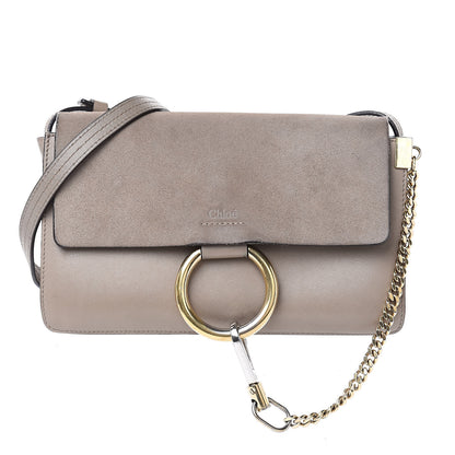 Chloe Suede Calfskin Small Faye Shoulder Bag Motty Grey 1 of 18
